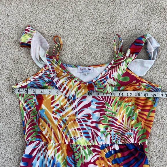 Mayah Kay Fashion Boutique Woman Dress XL Multi Color Sleeveless V Neck Flowy - Picture 12 of 16